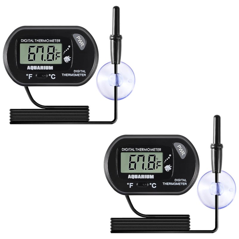 AEDIKO 2pcs Aquarium Thermometer LCD Digital Fish Tank Thermometer with Water-Resistant Sensor Probe and Suction Cup for Turtle Incubators Terrarium Water Thermometer - Image 1